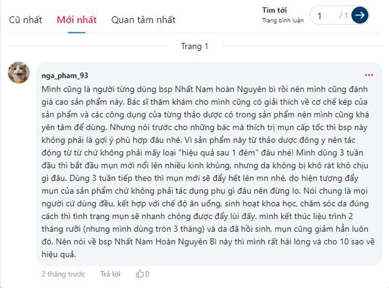 Khách hàng chia sẻ hiệu quả của Nhất Nam Hoàn Nguyên Bì trên các diễn đàn, hội nhóm