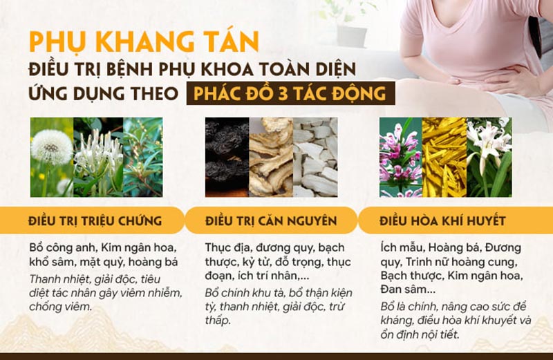 Phác đồ Phụ Khang Tán bao gồm 3 tác động, đẩy lùi bệnh tận gốc