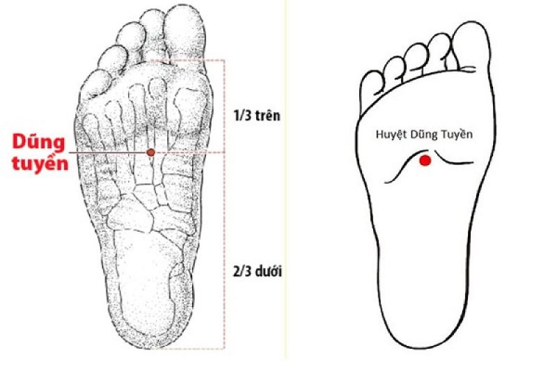 Bấm huyệt đả thông kinh mạch với huyệt dũng tuyền