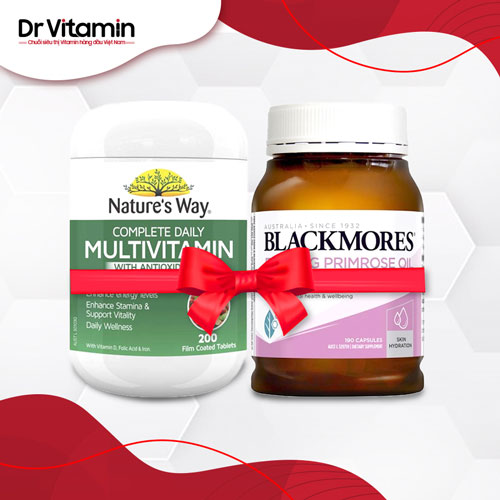 Bộ sản phẩm Tinh dầu hoa anh thảo Blackmores + Vitamin Nature’s Way Multivitamin